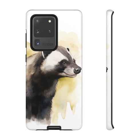 Badger on a Yellow Background - Impact Resistant Phone Case Samsung Galaxy S20 Ultra Glossy